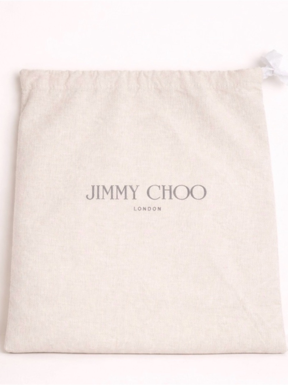 Jimmy Choo Cream Logo Drawstring Dust Cover 15x15.5